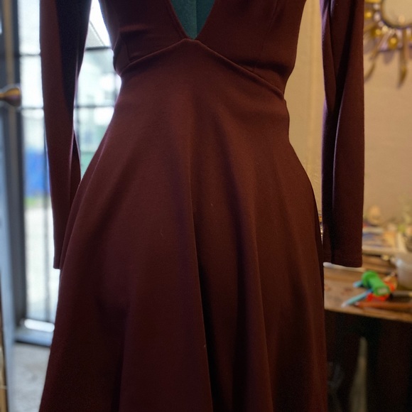 Maroon Deep V Neck Dress - Picture 2 of 2